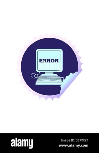 radioactive glowing animation of computer error vector illustration circular peeling sticker Stock Video Footage - Alamy