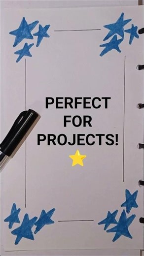 Simple Star Border Design for Project File 2 Minutes😱 #shorts #viral #project #drawing #satisfying