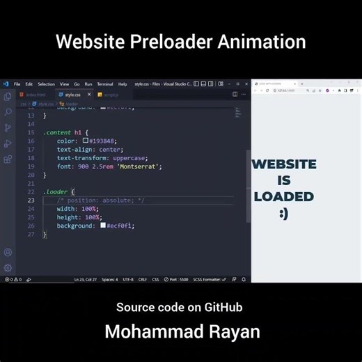 Website Preloader Animation using CSS & JavaScript