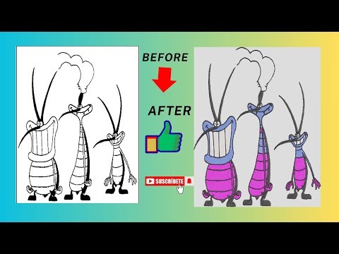How to drawing Three cockroaches funny coloring pages For Kids form the Oggy