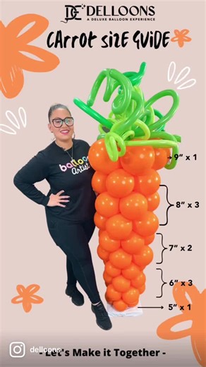 Carrot Balloon column sizing guide and Recipe #balloonartist #ballooncolumn #balloontutorial