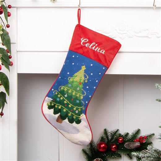 Personalized Needlepoint Christmas Stocking: Vintage Family Decor - Etsy
