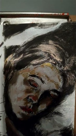 Mixed Media Portrait Art Process | Expressive Printmaking & Painting Timelapse #art #mixmedia