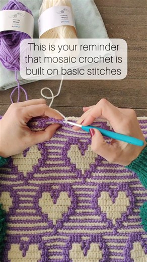 Mosaic crochet may look advanced, but the truth is much simpler. Behind those bold patterns and clean lines are stitches you already know, like single crochet and double crochet, worked in a clear structure that repeats row by row. There are no complicated stitch combinations, no constant color changes, and no need to rush. You work with one color per row, follow the chart step by step, and let the pattern slowly reveal itself. The beauty of mosaic crochet does not come from complexity. It comes