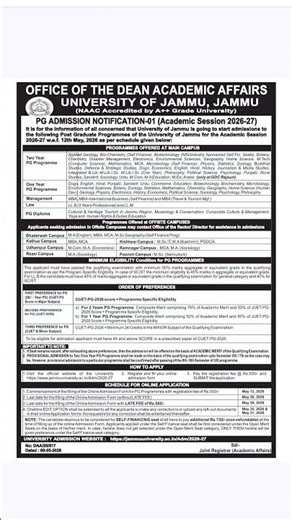 PG ADMISSION NOTIFICATION-01 (Academic Session 2026-27) #govtjobupdate58604
