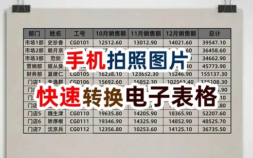 手机拍照图片如何快速转换为excel电子表格