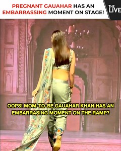 422K views · 596 reactions | PREGNANT Gauahar Khan Has An EMBARRASSING Moment on Stage Gauahar Khan's Baby Bump Mishap! The pregnant actress had a wardrobe malfunction while walking the ramp, sparking concern among fans. Despite the oops moment, Gauahar handled it with poise and elegance. | The Live | Facebook