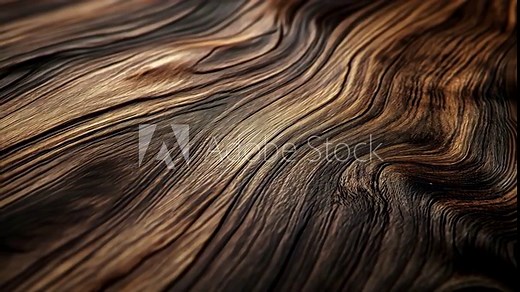 A close-up view of the natural grain patterns of a dark wood surface, showcasing its unique beauty