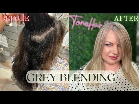 Dark to Grey Hair Transformation | Grey Blending Dark Hair - Grey Blending Tutorial