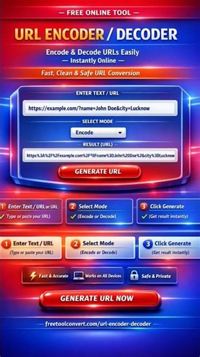 बिना registration के free use कर सकते हैं।💻 **Use Now:** [freetoolconvert.com/url-encoder-decoder