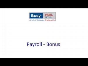 Payroll - Bonus Calculation in BUSY (Hindi)