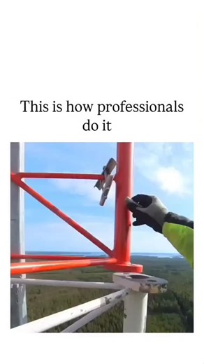 Z Raj on Instagram: "The post features a short video of a worker tightening a bolt on a tall communication tower, captioned "This is how professionals do it," but the bolt's orientation—head up, nut down—violates standard practice where bolts are installed head down and nut up for easier detection of loosening. Posted by @reveriekeona , an entertainment-focused account, the ironic tone has driven high engagement, with over 2 million views and 100+ replies mostly correcting the installation error