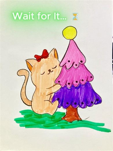 Cat and Christmas Tree Drawing | So Cute 🎄🐱