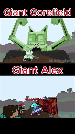 Giant Gorefield vs Alex - Minecraft Mod - Mobile Gameplay - Friday Night Funkin' Game