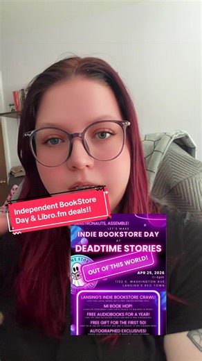 Hey guys! Don’t forget independent bookstore day is tomorrow anddd libro.fm is doing an amazing sale until Sunday! Right now you can sign up for a membership for 14.99 and get 3 credits! Plus support your local bookstore by inputting them into the app! Here’s the link for the sale! https://libro.fm/sale?utm_source=Librofm&utm_medium=Facebook&utm_campaign=IBDSale_04202026 #creatorsearchinsights #independentbookstoredaysale #supportlocalbusiness #michiganbooktok