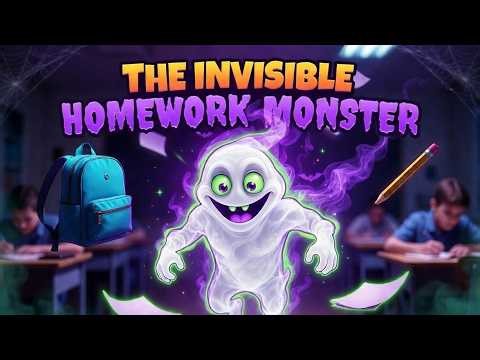 The Invisible Homework Monster 👻📚 | spooky story for kids | Funny horror story