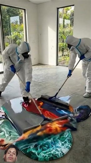 Emerald Glacier Floor is INSAME 😍 #epoxy #transformation #satisfying #epoxyfloor