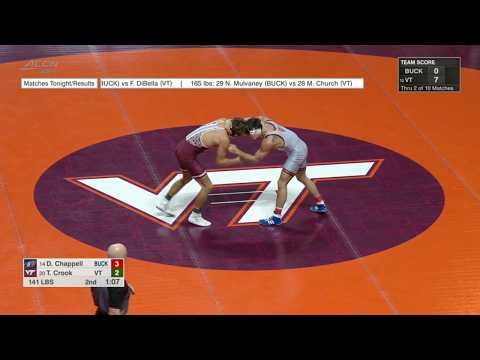 141lbs Tom Crook (Virginia Tech) vs Dylan Chappell (Bucknell)