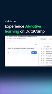 AI-native courses: Intros to SQL and AI. Our most popular courses, reimagined. Experience true personalization through AI. | DataCamp | Facebook