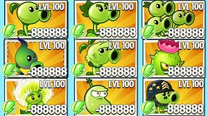 PvZ 2 挑战 - 所有植物等级100 对抗100只等级5的木乃伊巨人僵尸 - 谁更强？_植物大战僵尸