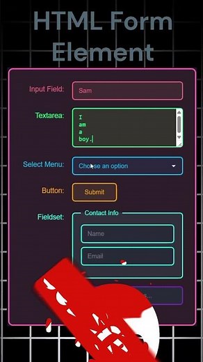 HTML Form Elements | Web Tech | #shorts #viralshorts #coding