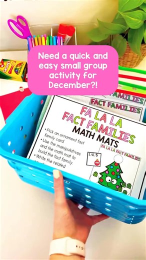 Kelsey | First Grade | Guided Math on Instagram: "Last chance to grab December No Prep Math for $1! ❤️💚 Loving this fa la la fact family math mat for a quick and easy small group activity (and then later an independent math center!) perfect to add some seasonal fun while also keeping the learning going 💚 The $1 deal ends tonight! Comment a 🎄 for the link! ❤️💚🥰 #teachersofinstagram #teachersfollowteachers #iteachfirst #iteachtoo #iteachsecond #firstgradeteacher #guidedmath #firstgrademath #f
