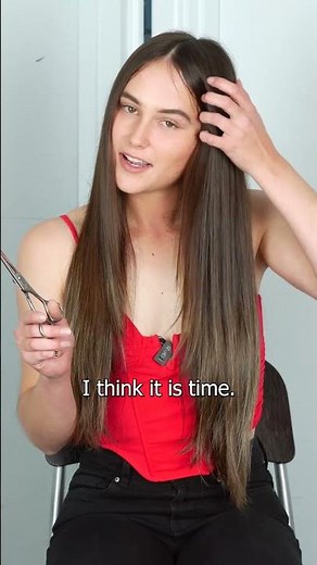 Brunette chops off her long hair into a long bob with bangs #bobhaircut #bangs #haircut