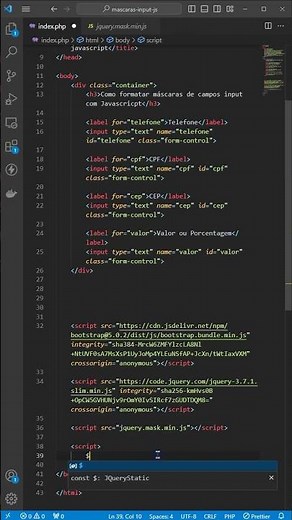 Como formatar máscaras no input do HTML com Mask.js | JAVASCRIPT | JQUERY