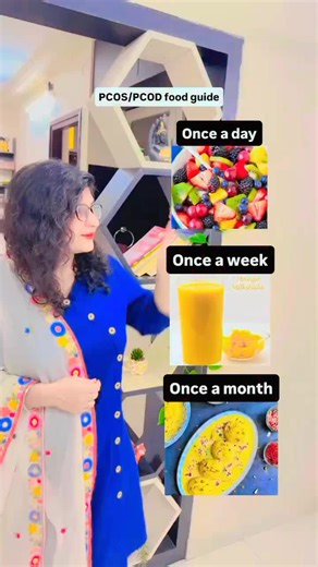 Struggling with PCOD/PCOS doesn’t mean you have to completely cut off all your favorite foods—it’s all about balance, consistency, and smart choices 💛 This simple routine can help you stay on track without feeling restricted. Start your day with one healthy fruit daily 🍎 to keep your hormones balanced and your body energized. Instead of sugary drinks, limit juices to once a week 🥤 so your insulin levels stay stable. Cravings are normal, so don’t stress! You can enjoy treats like ice cream onc