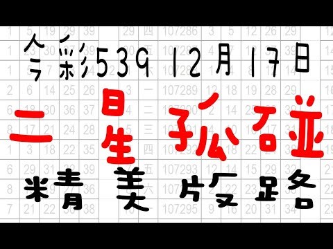 【539羅盤】12月17日 上期中02 33 35 今彩539 二星孤碰