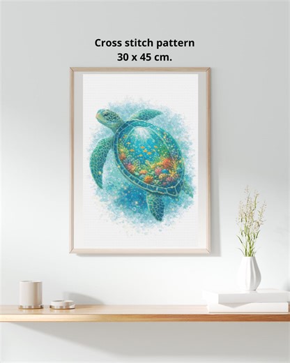 Sea Turtle Cross Stitch Pattern, Ocean Turtle Embroidery Design PDF, Underwater Marine Animal Art, Coastal Decor Gift - Etsy
