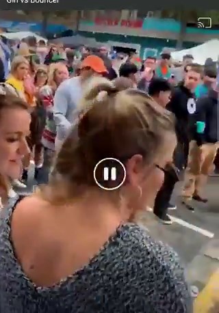 Girl knocks security guard out