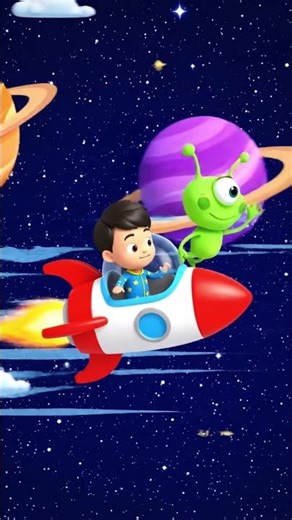 Cartoon Boy & Alien Rocket Race in Space | Kids Adventure Shorts
