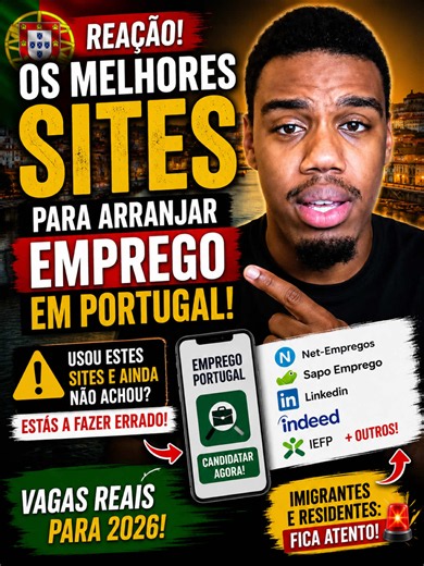 🚨 Ainda estás à procura de emprego em Portugal e não sabes por onde começar? Talvez o problema não seja a falta de vagas… mas sim os sites onde estás a procurar. Neste vídeo reajo ao conteúdo de um jovem que mostra alguns dos principais sites para encontrar emprego em Portugal. São plataformas utilizadas diariamente por empresas que procuram candidatos para várias áreas e podem aumentar muito as tuas hipóteses de conseguir uma entrevista. Se estás a pensar emigrar para Portugal, já vives no paí