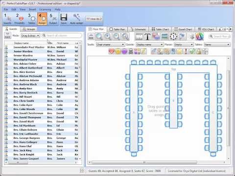 Creating a Masonic table plan