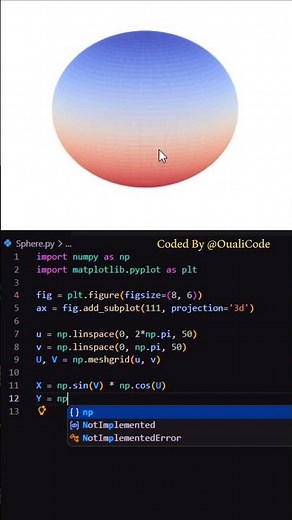 Draw a 3D Sphere in 10 Seconds with Python #python #programming #coding