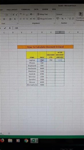 calculate discount in excel #