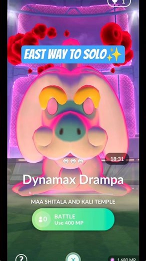 Easiest Way To Solo Dynamax Drampa In Pokemon Go#pokemongo#dynamaxraid#pokemongoraid#pokemongoshorts