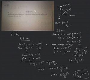 3 x+4 y=12 The graph of the equation above in the x y-plane is ... | Filo