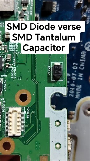 Learn the difference between SMD diode and SMD tantalum capacitor #smd #motherboardrepair #shorts