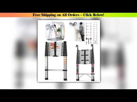 lucn Portable Retractable Attic Ladder Steel Extension Loft Step Ladder 150kg Home Warehouse DIY