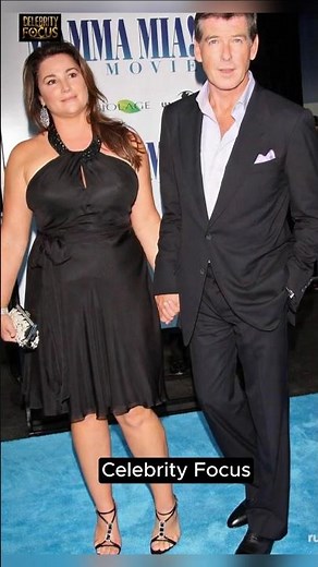 Pierce Brosnan and Keely Shaye Smith Mamma Mia Black Halter Dress Blue Carpet Glow 😍