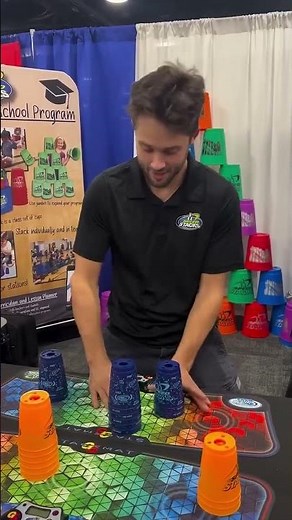 Blink and you’ll miss it! ⚡ Watch this lightning fast cup stacking in action—how fast can you go ⏱