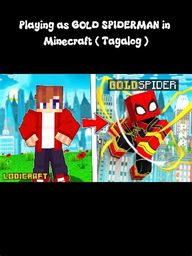 Playing as GOLD SPIDERMAN in Minecraft#pepesan #sheyyyn #sheyyyntv #pepesantv #minecrafttagalog #minecraftphilippines