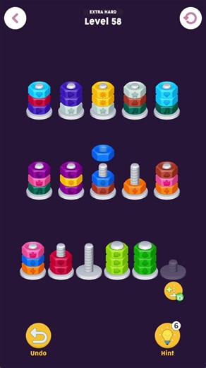 Level 58 Extra Hard GAME Nuts And Bolts#games #puzzle #colors #gaming #gaming #challenge