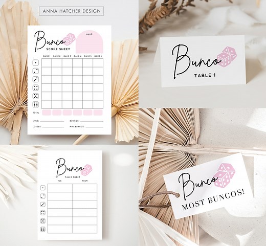 Bunco Printable's, Instant Download Bunco Dice Game Score Sheets, Tally Sheets, Prize Gift Tags, Table Tent Cards, Editable Canva Templates - Etsy