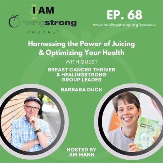 Juicing is helpful and healing… Breast cancer thriver, Barbara, talks about her experience and knowledge with juicing. ———————- Have you checked out our podcast yet? Head to https://healingstrong.org/podcast and search our resources for the podcast or find them on apple and Spotify. I Am HealingStrong podcast | HealingStrong - Headquarters | Facebook
