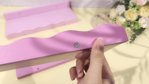 Suzile Set of 4 Floating Nursery Book Shelves for Wall Wood Floating Bookshelves Picture Small Ledge Shelf for Wall Boys Girls Teen Room Bathroom Bedroom Decor Storage(Pink)