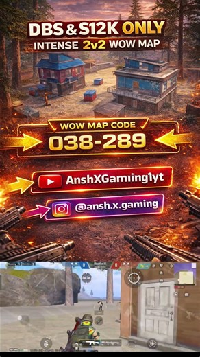 NO ROOM CARD🔥DBS & S12K 2v2 WOW MAP |BGMI WOW Map Code 038-289 #bgmi #battlegroundsmobileindia