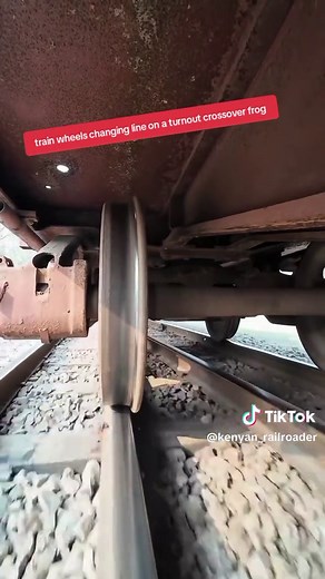 Train Wheels Changing Lines on Crossover Frogs